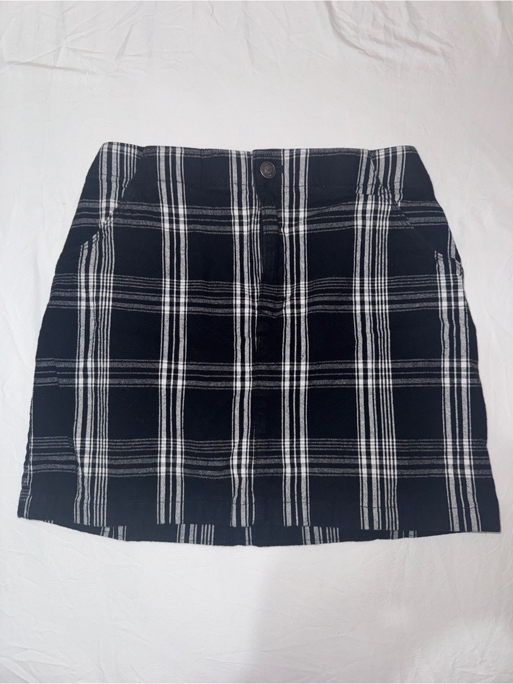 Hollister Black and White Plaid Mini Skirt